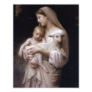 JESUS, MARY AND THE LAMB. PHOTO PRINT