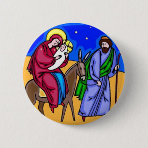 Jesus Mary Joseph Nativity Retro Christmas Art Pin