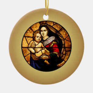 Jesus ~ Mary ~ Stained Glass Panel ~  Ceramic Ornament