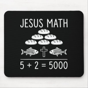 Jesus math 2 fishes 5 breads feeds the 5000 bible mouse pad
