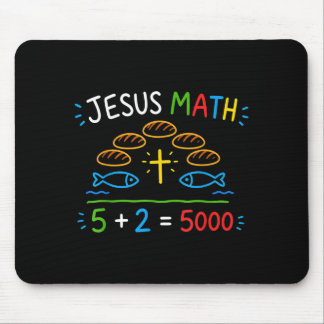 Jesus Math 2 Fishes 5 Breads Feeds The 5000 Bible Mouse Pad