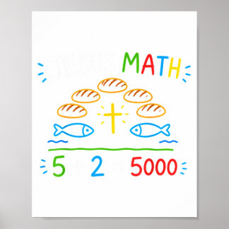Jesus Math 2 Fishes 5 Breads Feeds The 5000 Bible Poster