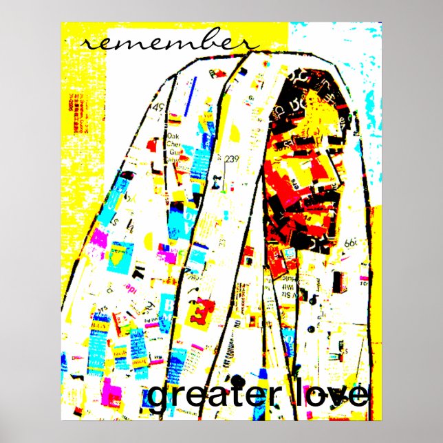 Jesus Modern Art Poster - "remember greater love" (Front)