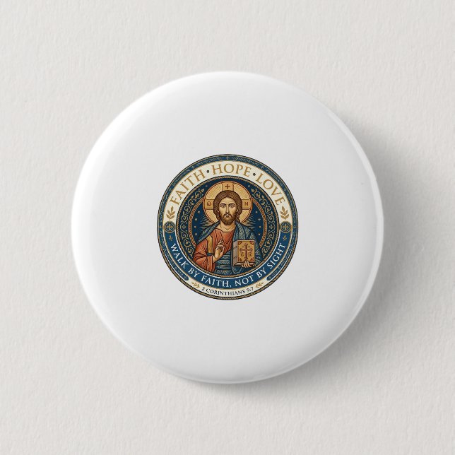 Jesus Monastic Contemplative Spirituality Graphic  2 Inch Round Button (Front)