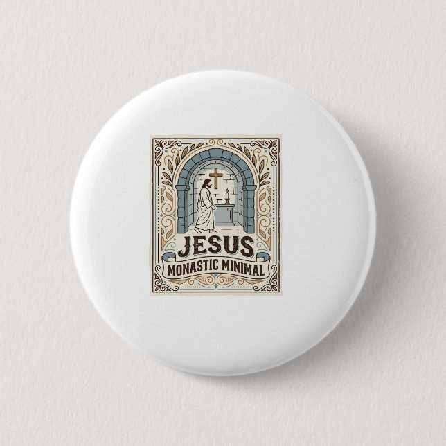 Jesus Monastic Minimal Jesus Monastic Minimal Chri 2 Inch Round Button (Front)