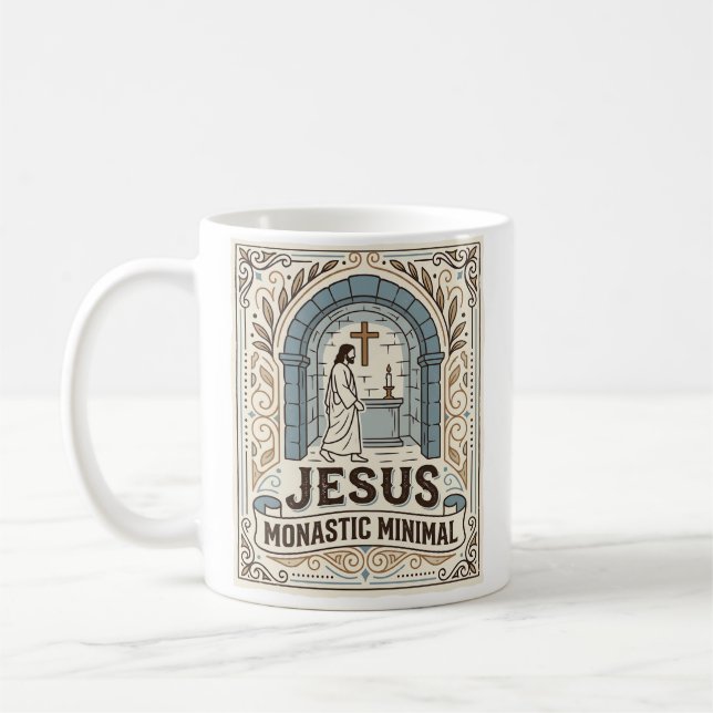 Jesus Monastic Minimal Jesus Monastic Minimal Chri Coffee Mug (Left)