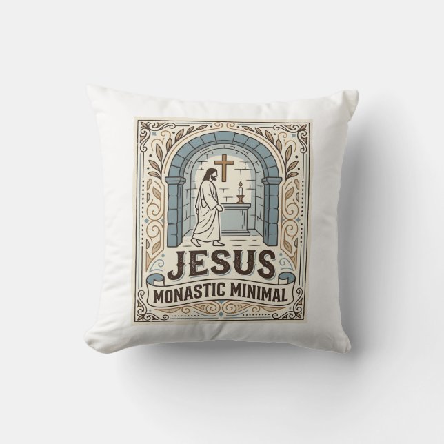 Jesus Monastic Minimal Jesus Monastic Minimal Chri Throw Pillow (Front)
