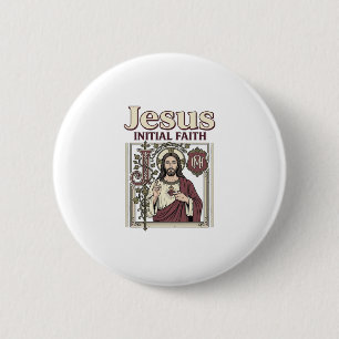 Jesus Monogram Initial Faith Jesus Monogram Initia 2 Inch Round Button