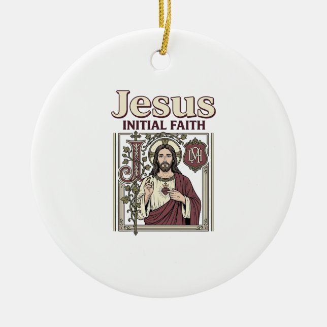 Jesus Monogram Initial Faith Jesus Monogram Initia Ceramic Ornament (Front)