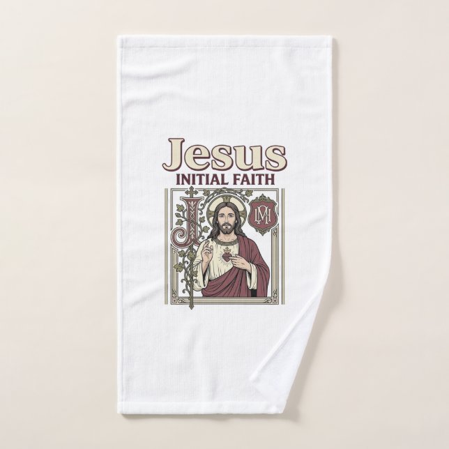 Jesus Monogram Initial Faith Jesus Monogram Initia Hand Towel (Hand Towel)