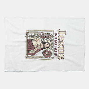 Jesus Monogram Initial Faith Jesus Monogram Initia Kitchen Towel