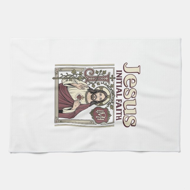 Jesus Monogram Initial Faith Jesus Monogram Initia Kitchen Towel (Horizontal)