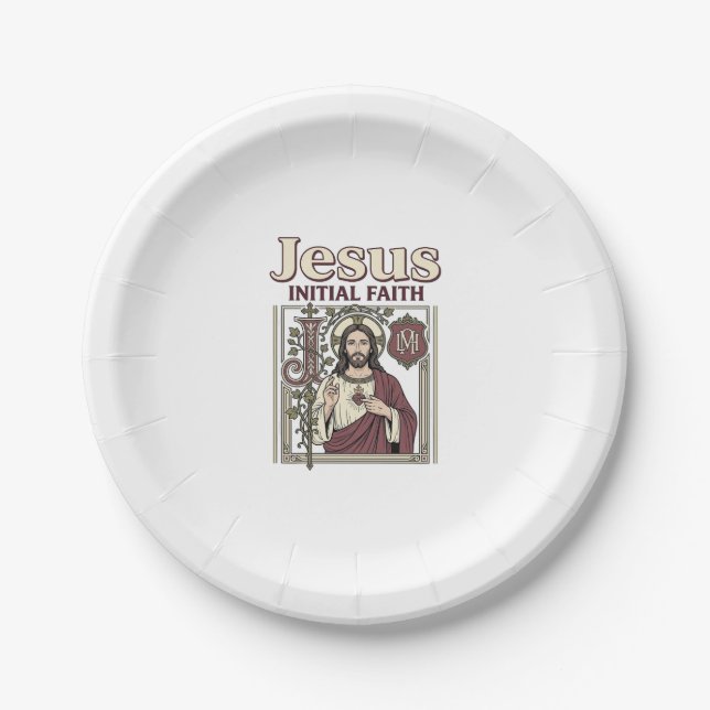 Jesus Monogram Initial Faith Jesus Monogram Initia Paper Plate (Front)