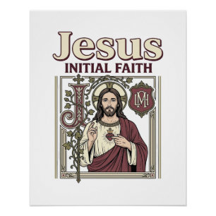 Jesus Monogram Initial Faith Jesus Monogram Initia Poster