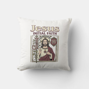 Jesus Monogram Initial Faith Jesus Monogram Initia Throw Pillow