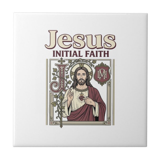Jesus Monogram Initial Faith Jesus Monogram Initia Tile (Front)