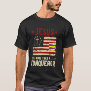 Jesus More Than A Conqueror American Flag Vintage T-Shirt