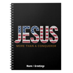  Jesus More Than a Conqueror Striking Christian  Notebook