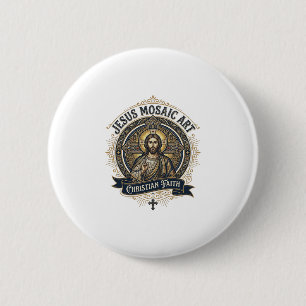 Jesus Mosaic Art Jesus Mosaic Art Christian Faith  2 Inch Round Button
