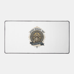 Jesus Mosaic Art Jesus Mosaic Art Christian Faith Desk Mat