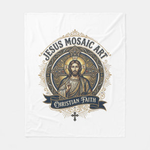 Jesus Mosaic Art Jesus Mosaic Art Christian Faith  Fleece Blanket