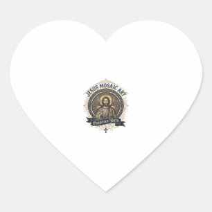Jesus Mosaic Art Jesus Mosaic Art Christian Faith  Heart Sticker