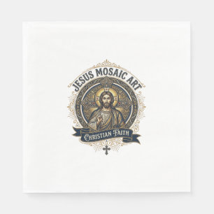 Jesus Mosaic Art Jesus Mosaic Art Christian Faith Napkin