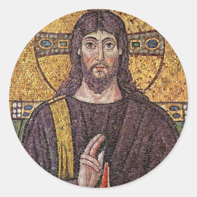 Jesus Mosaic Classic Round Sticker (Front)