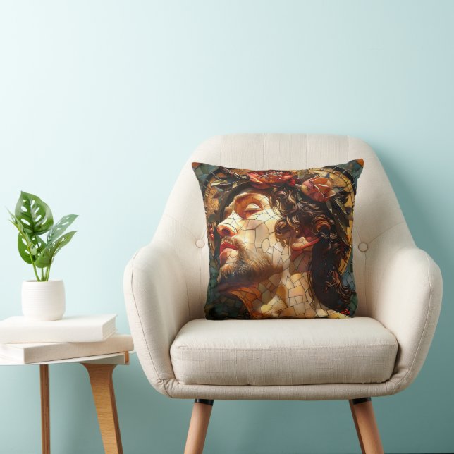 Jesus Mosaic Throw Pillow (Chair)
