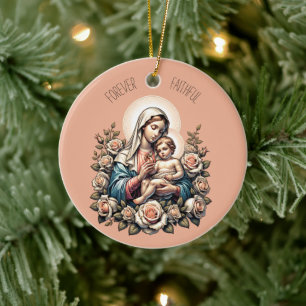 Jesus Mother and Child Custom Text Religious Ceramic Ornament