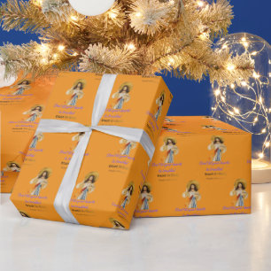 Jesus' Motto orange Wrapping Paper