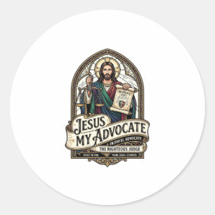 Jesus My Advocate Jesus Courtroom Advocate Christi Classic Round Sticker