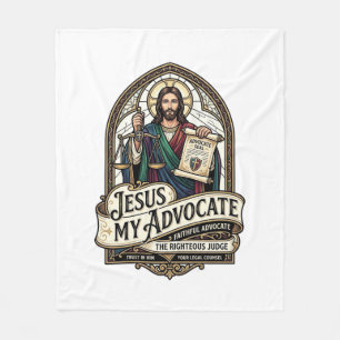 Jesus My Advocate Jesus Courtroom Advocate Christi Fleece Blanket