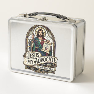 Jesus My Advocate Jesus Courtroom Advocate Christi Metal Lunch Box