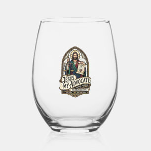 Jesus My Advocate Jesus Courtroom Advocate Christi Stemless Wine Glass