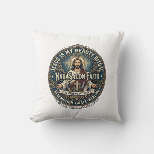 Jesus Nail Tech Nail Artist T-Shirt Inspirational Throw Pillow
