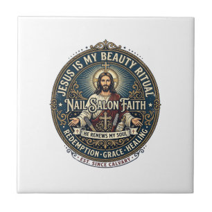 Jesus Nail Tech Nail Artist T-Shirt Inspirational Tile