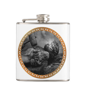 Jesus Nailed with his arms and hands being fasten Hip Flask