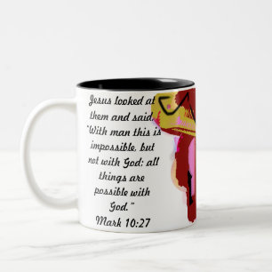 jesus name  Two-Tone coffee mug