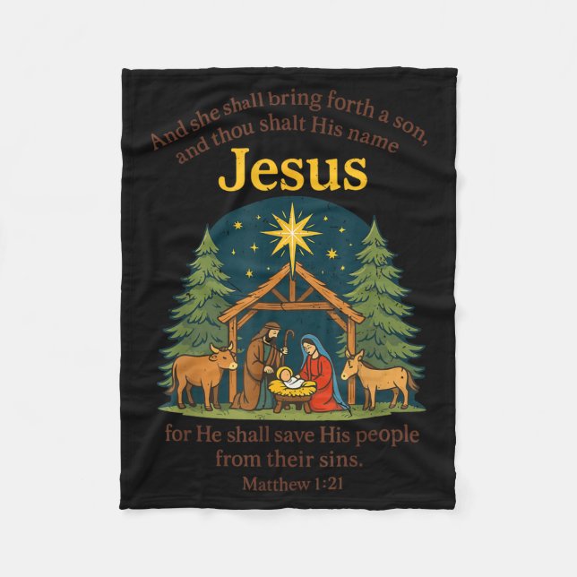 Jesus Nativity Christian Christmas Bible Pjs Toddl Fleece Blanket (Front)