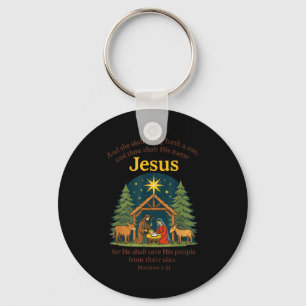 Jesus Nativity Christian Christmas Bible Pjs Toddl Keychain