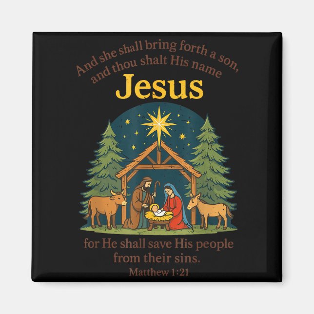 Jesus Nativity Christian Christmas Bible Pjs Toddl Magnet (Front)