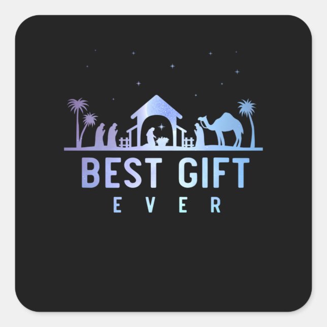 Jesus Nativity Religious Christmas Christian Square Sticker (Front)