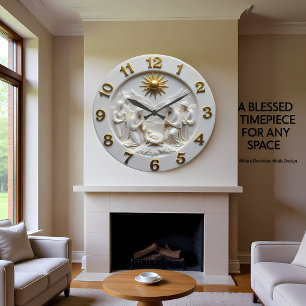 Jesus Nativity Scene Marble Large Clock