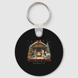Jesus Nativity Scene The Greatest Of All Merry Chr Keychain