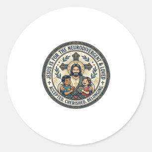 Jesus Neurodivergent Encouragement T-Shirt Inspira Classic Round Sticker