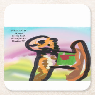 jesus no worry square paper coaster