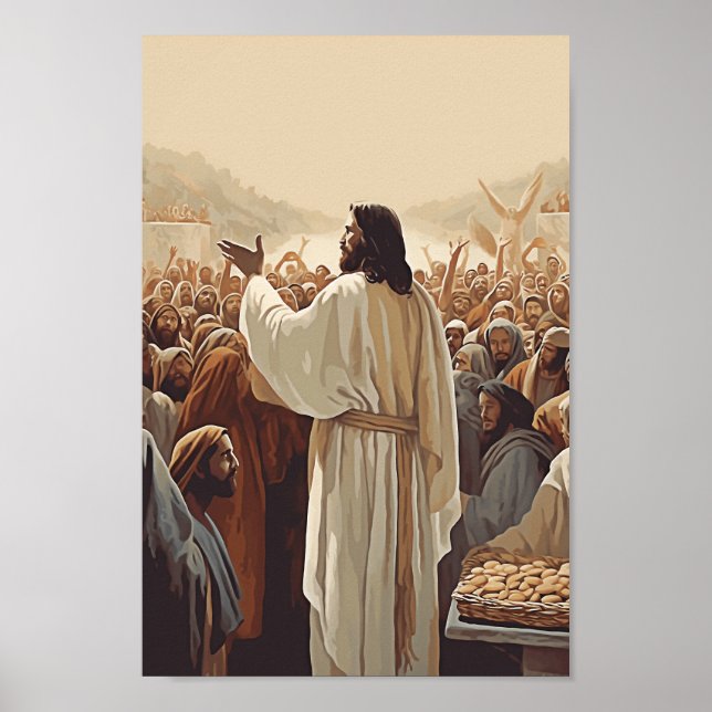 Jésus Nourrit Le Décor Du Mur Chrétien 5000 Poster (Devant)