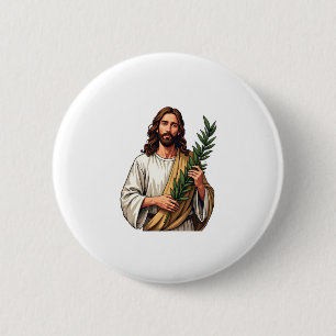 Jesus Olive Branch Vintage Engraved Tee 2 Inch Round Button