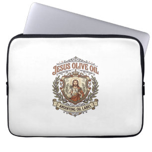 Jesus Olive Oil Anointing Oil Label Jesus Olive Oi Laptop Sleeve